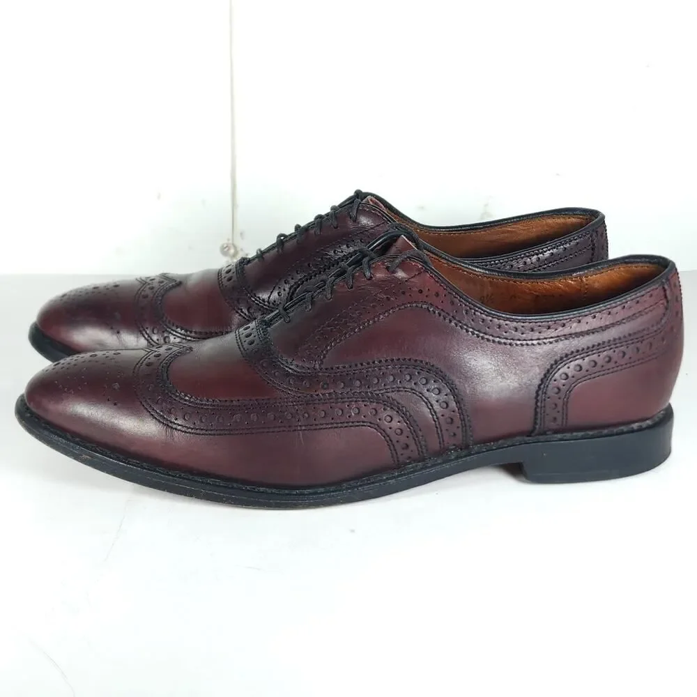 Allen Edmonds Mens McAllister US9,5C Burgandy Leather Wingtip Brogue Dress Shoes